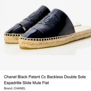 Chanel double cc leather espadrilles slides.